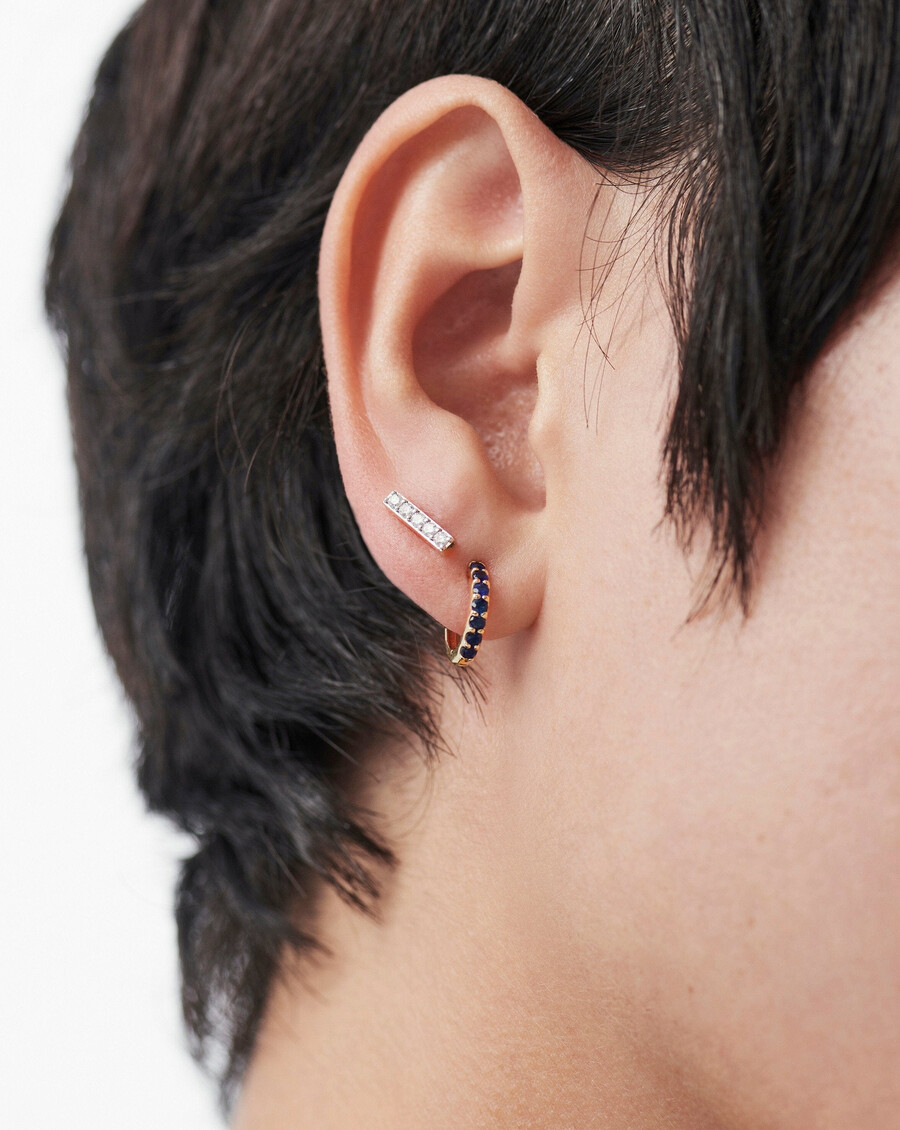 aretes de barra con diamantes finos - oro macizo de 14 kdiamantes