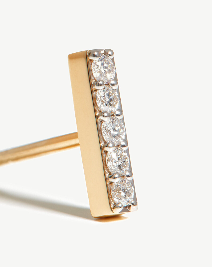 aretes de barra con diamantes finos - oro macizo de 14 kdiamantes