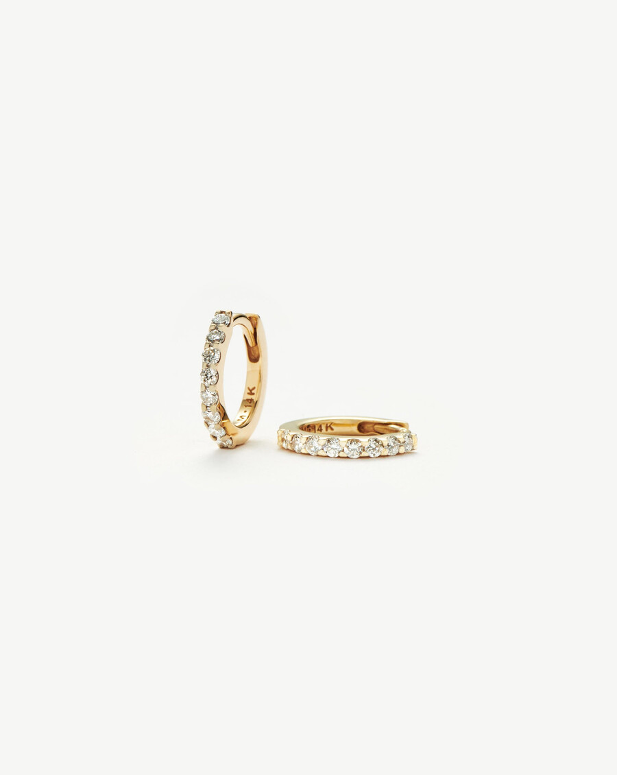 pendientes huggie clásicos de diamantes - oro macizo de 14 kdiamantes