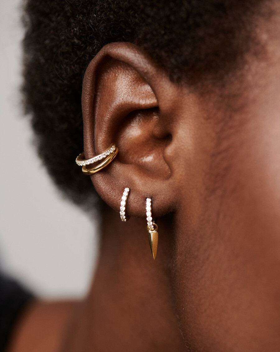pendientes huggie clásicos de diamantes - oro macizo de 14 kdiamantes