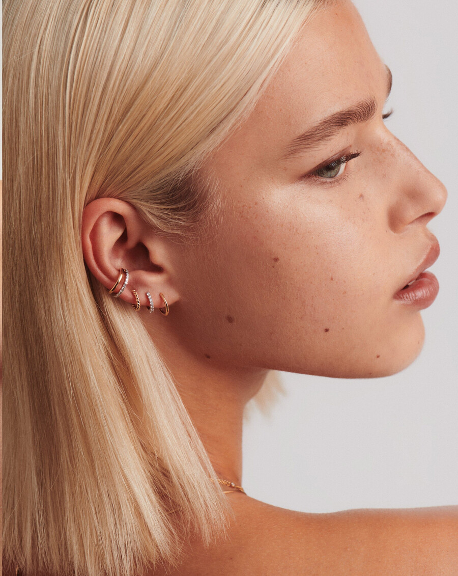 pendientes huggie clásicos de diamantes - oro macizo de 14 kdiamantes