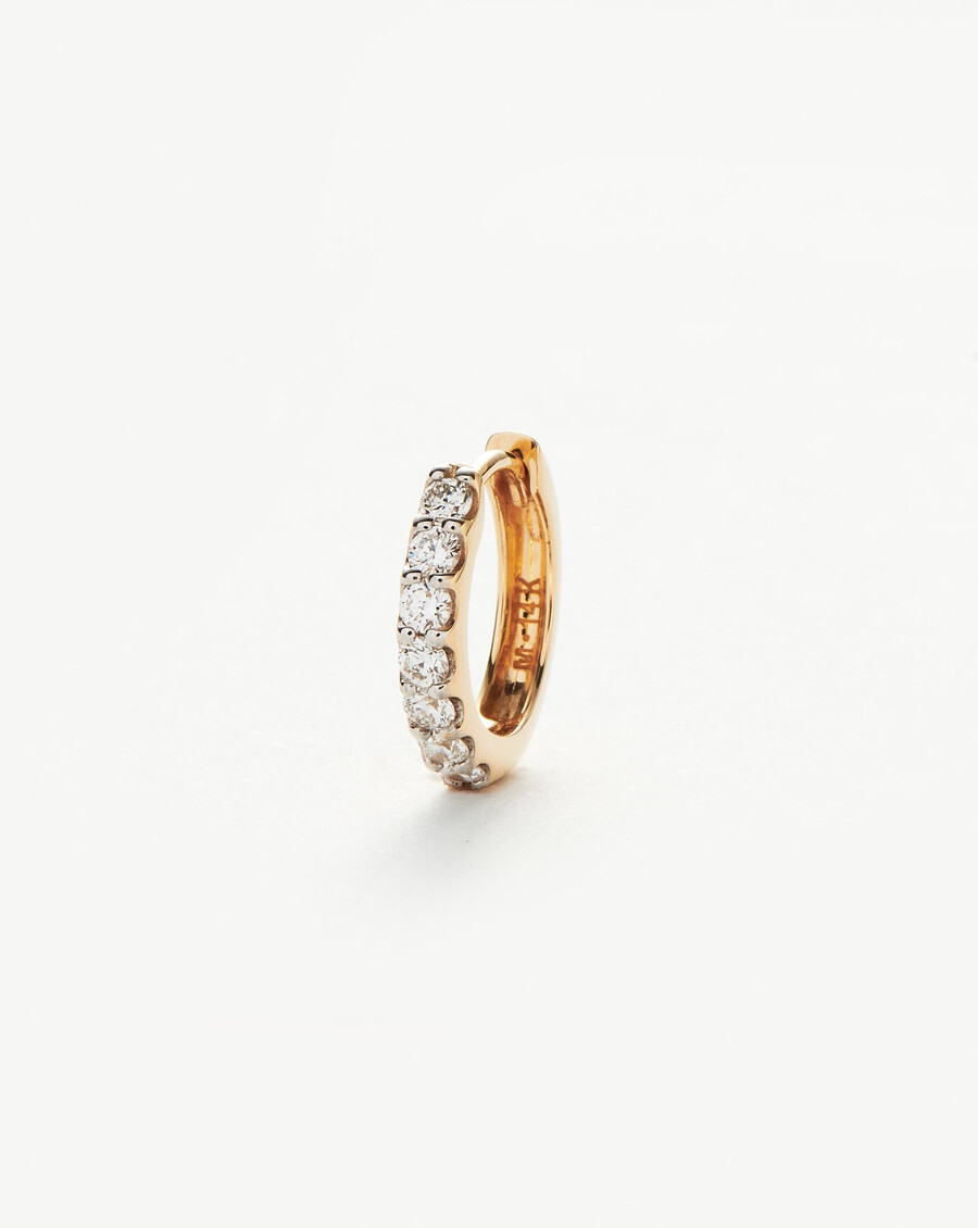 anillo huggie clásico de diamantes individuales - oro macizo de 14 k