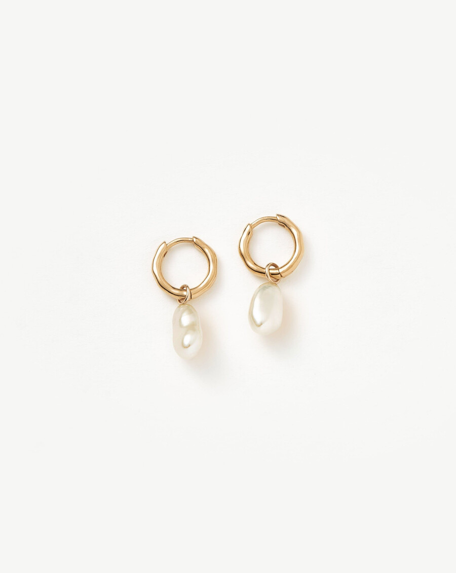 mini pendientes de aro con perlas finas