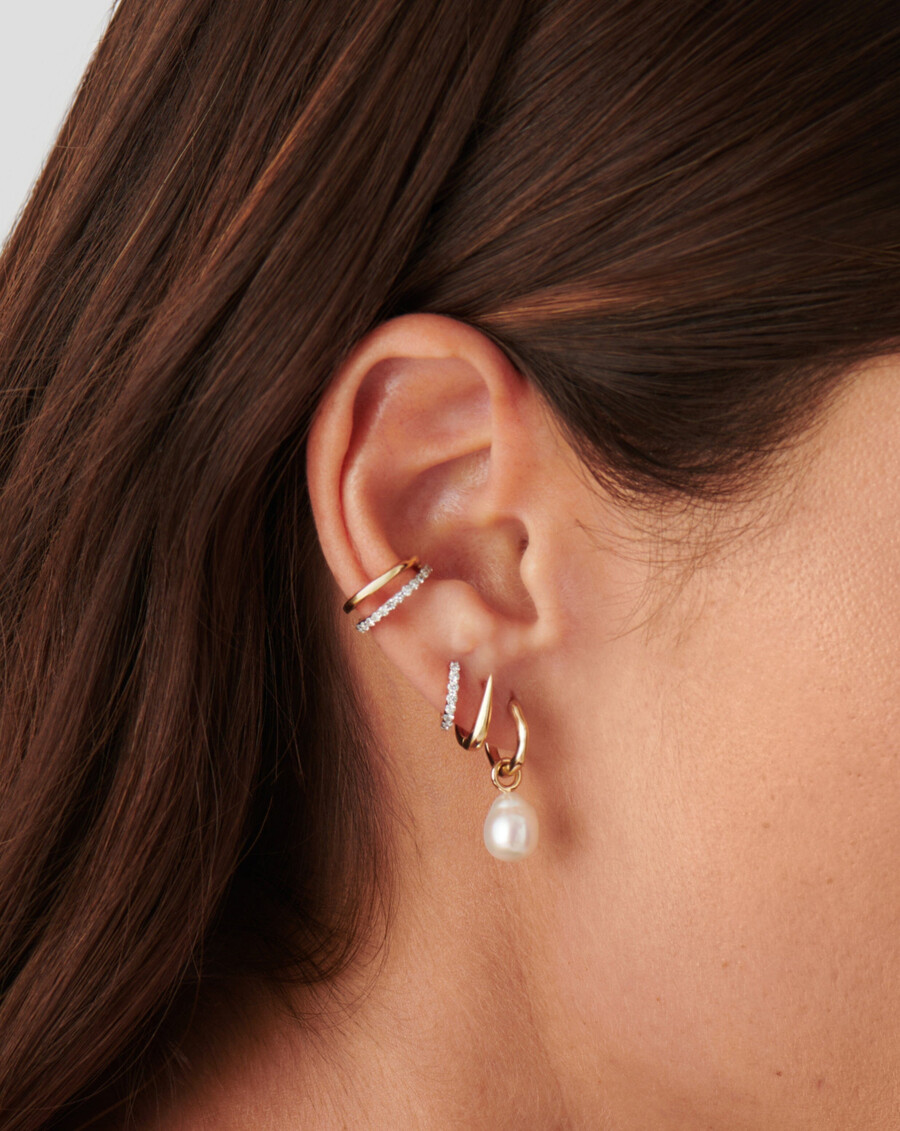 mini pendientes de aro con perlas finas