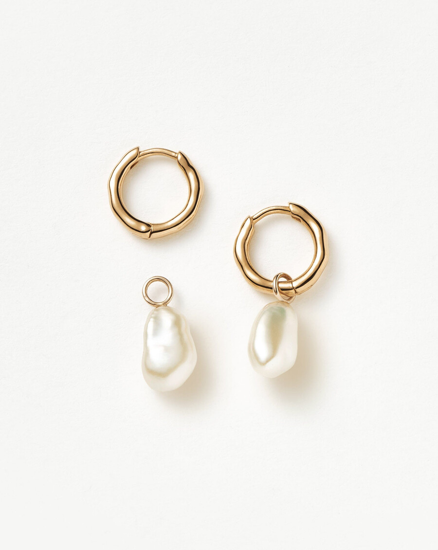 mini pendientes de aro con perlas finas