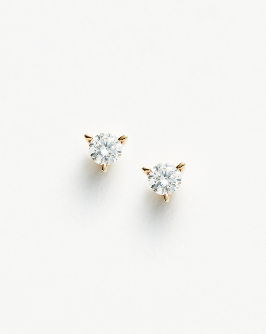 pendientes pequeños de diamantes solitarios - oro macizo de 14 k