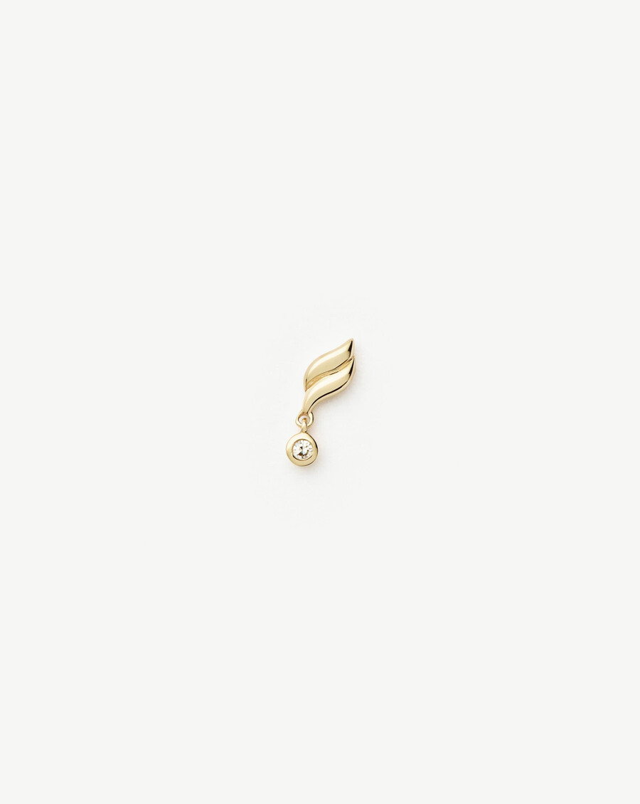 pendiente de botón con un solo diamante savi en oro macizo de 14 k
