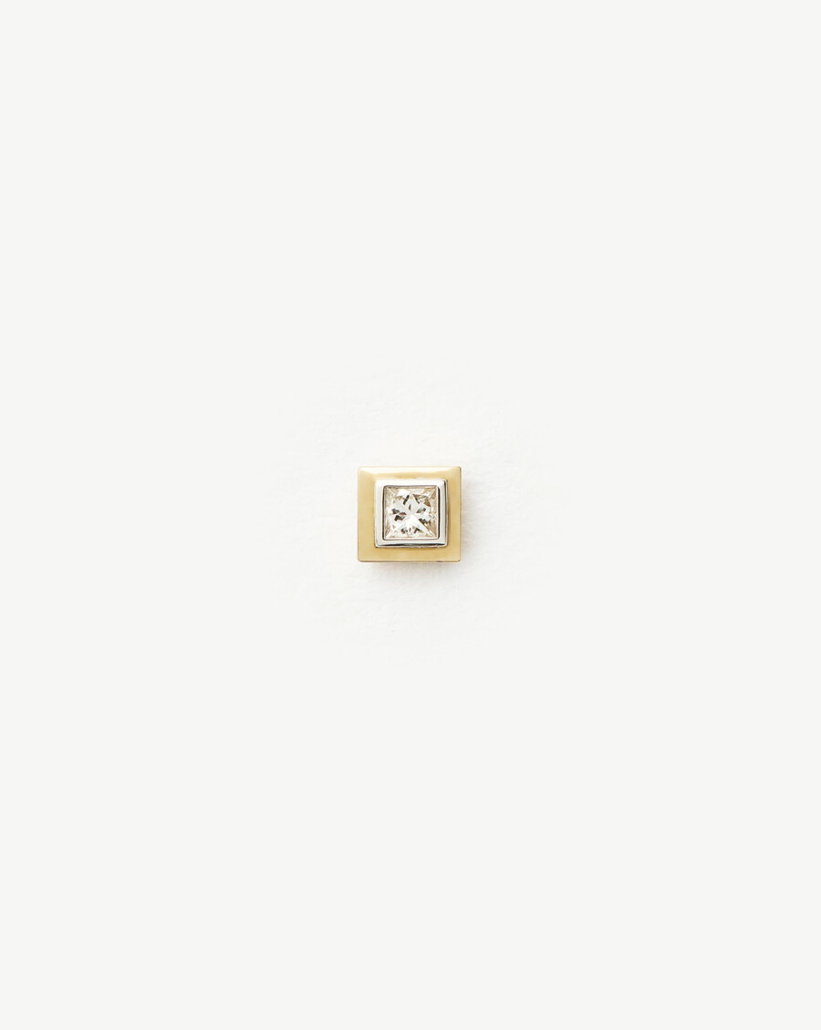 aretes de oro macizo de 14 k con diamantes cuadrados y parte trasera plana