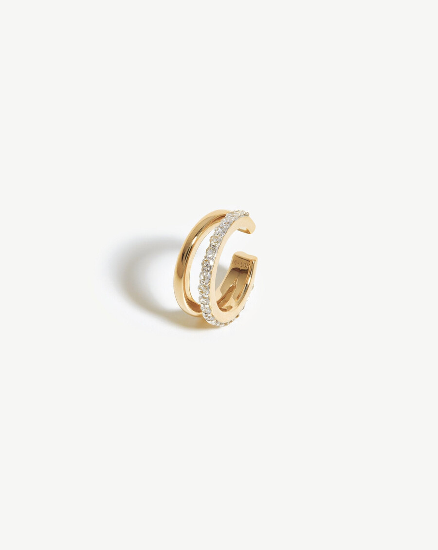brazalete de oreja doble con diamantes finos