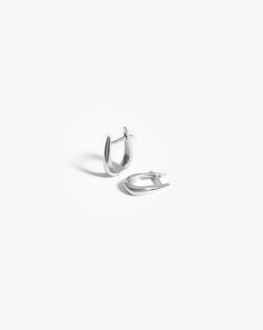 pendientes huggies de garra fina - oro blanco de 14k
