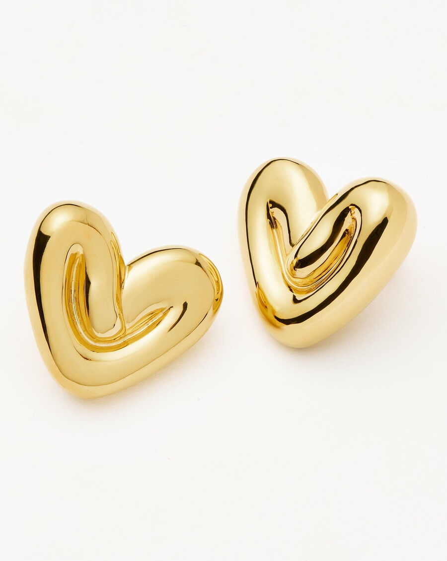 pendientes de botón extragrandes con forma de corazón hinchado
