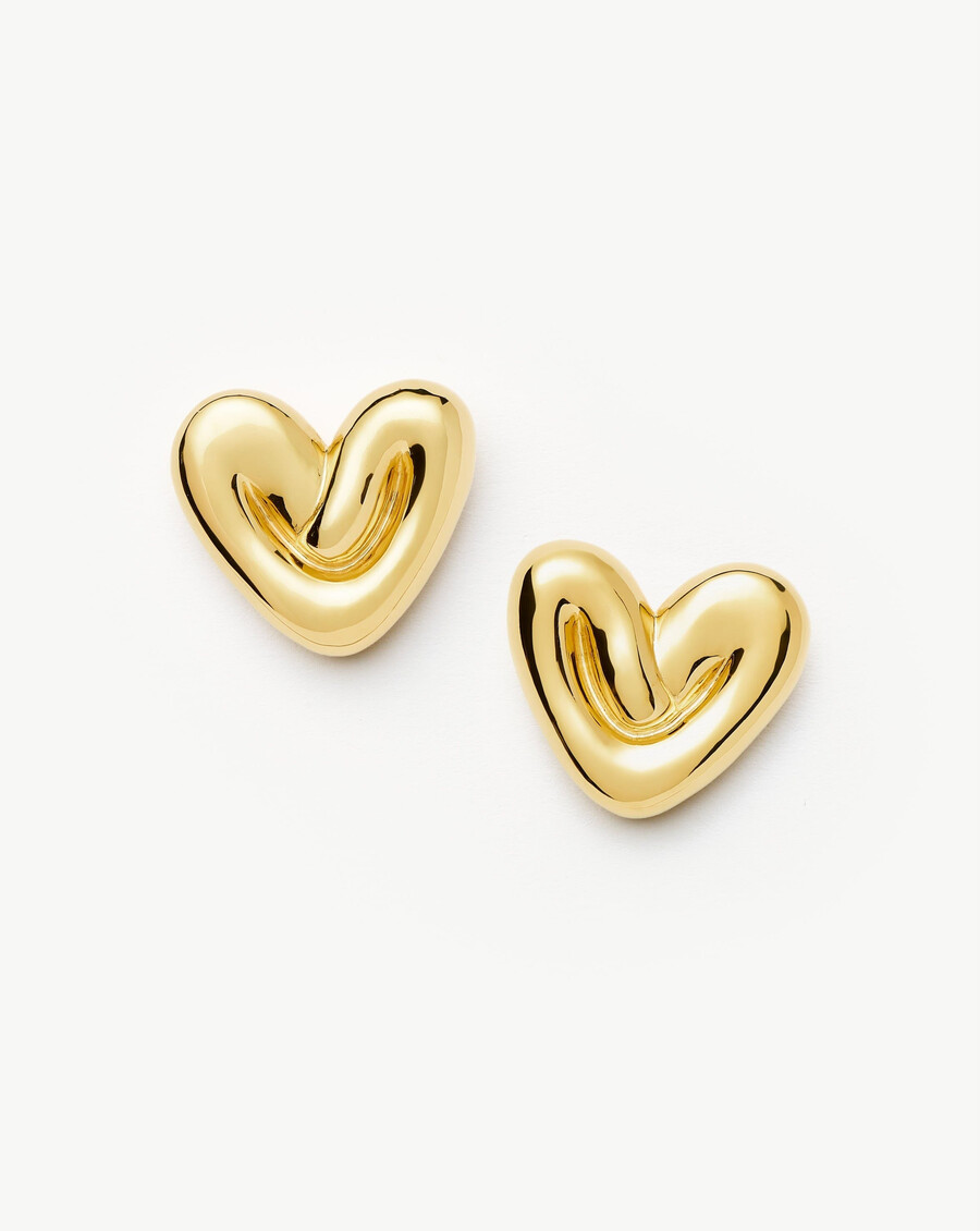 pendientes de botón extragrandes con forma de corazón hinchado
