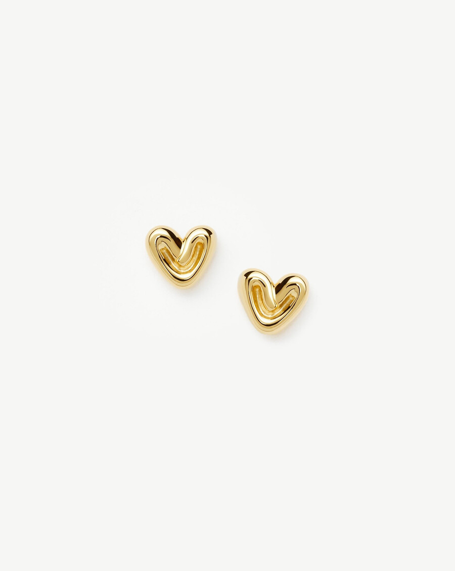 mini aretes de corazón hinchado