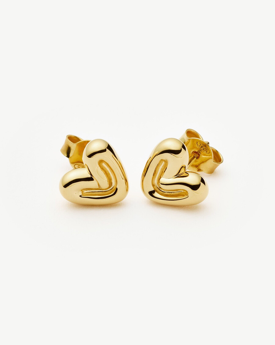 mini aretes de corazón hinchado