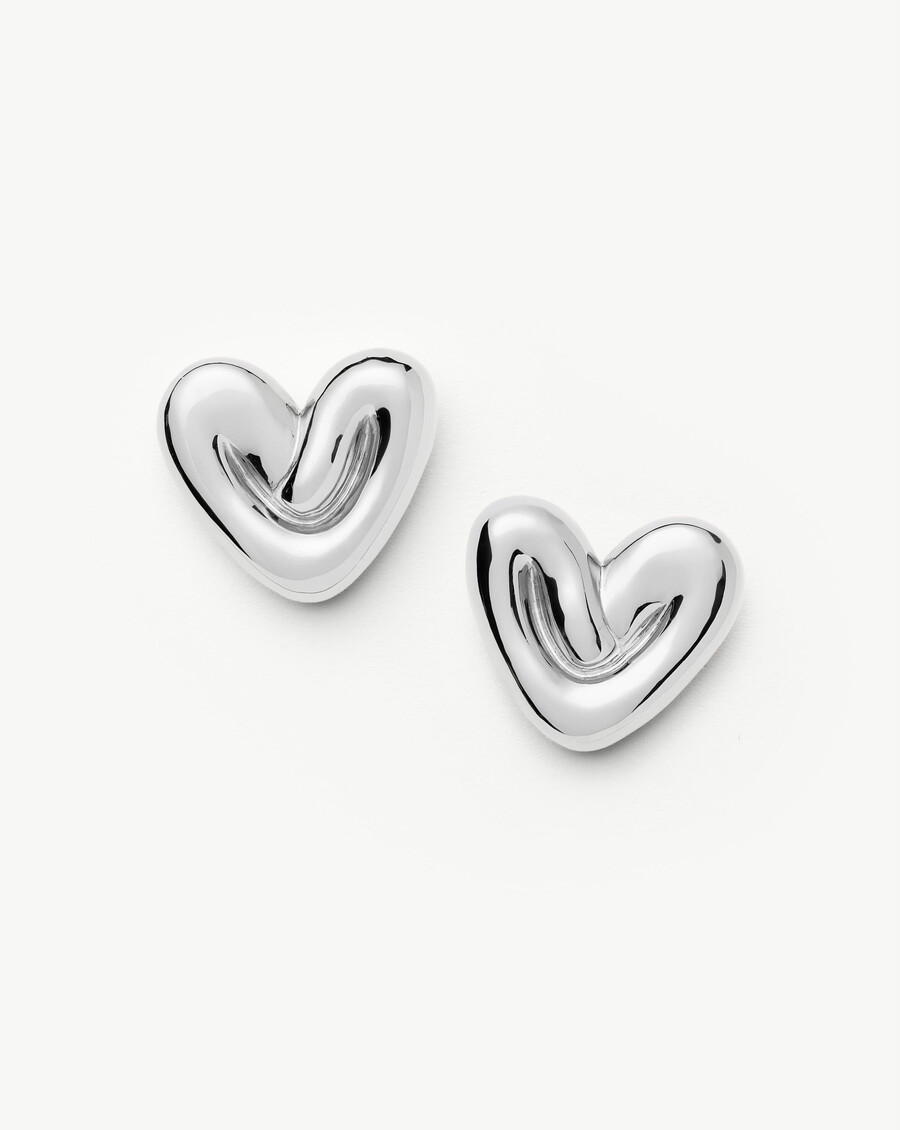 pendientes de botón extragrandes con forma de corazón hinchado