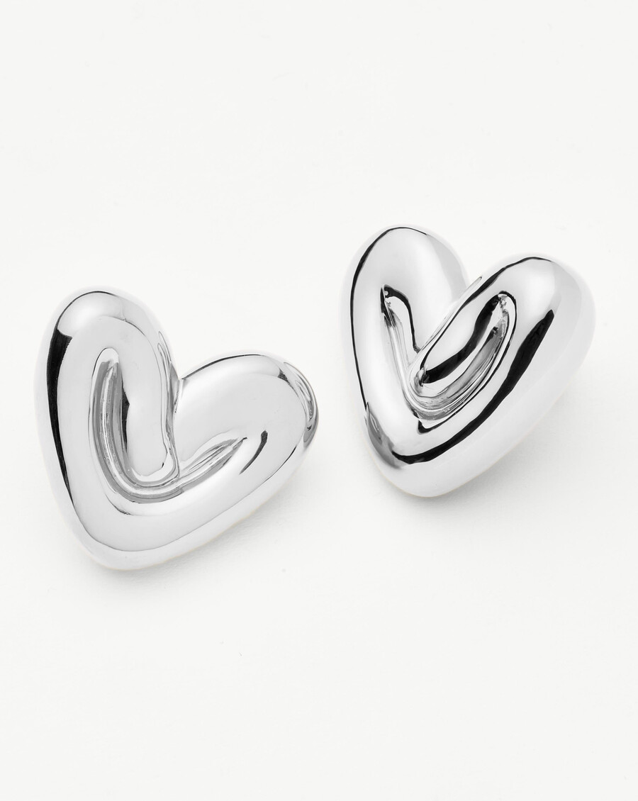 pendientes de botón extragrandes con forma de corazón hinchado