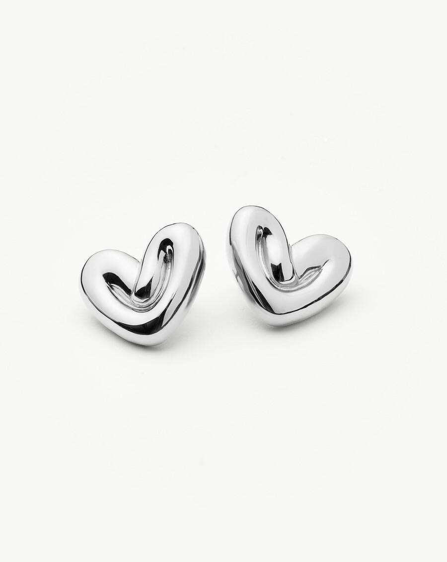 pendientes de botón extragrandes con forma de corazón hinchado