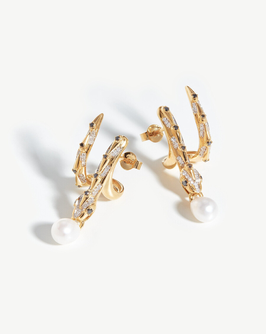 pendientes harris reed de serpiente enroscada en oro macizo de 14 k