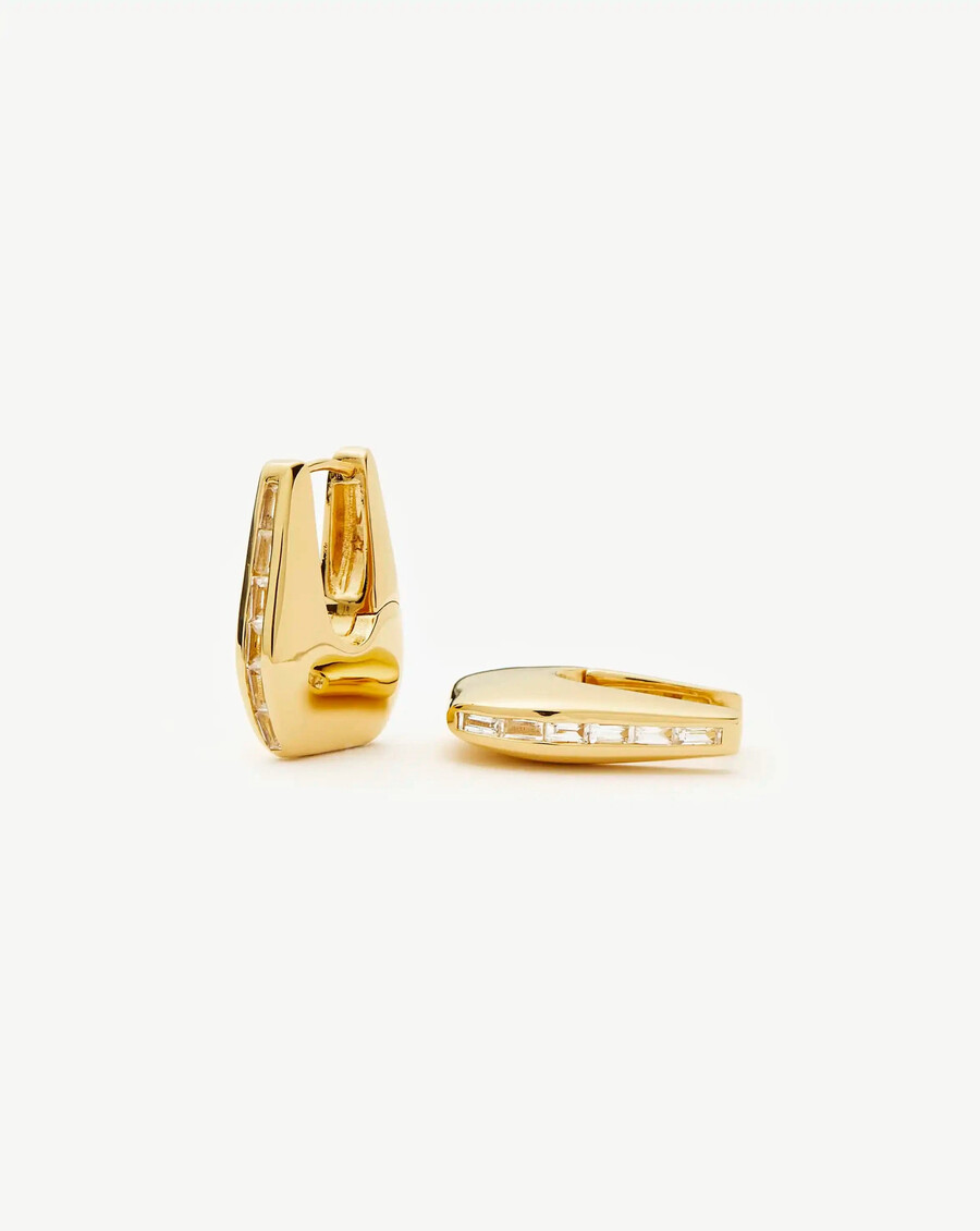 pendientes de aro pequeños de oro con pavé de lucy williams