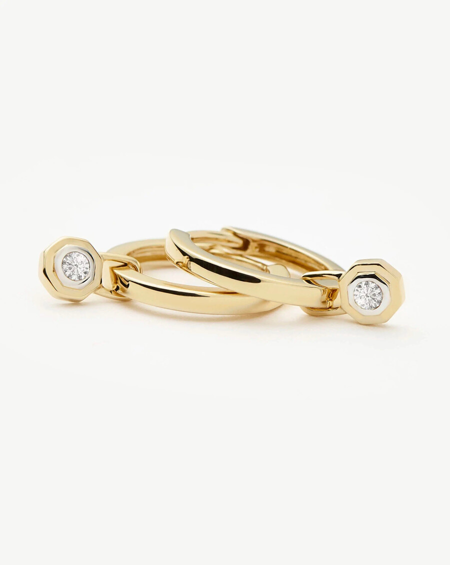 pendientes huggie lucy williams de oro macizo de 14 k con diamantes