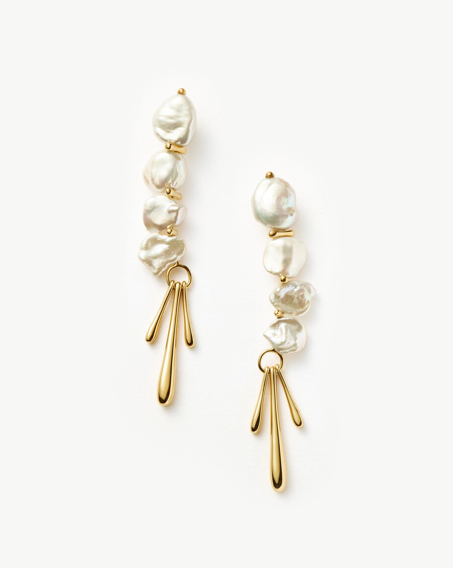 pendientes colgantes esculturales de perla keshi