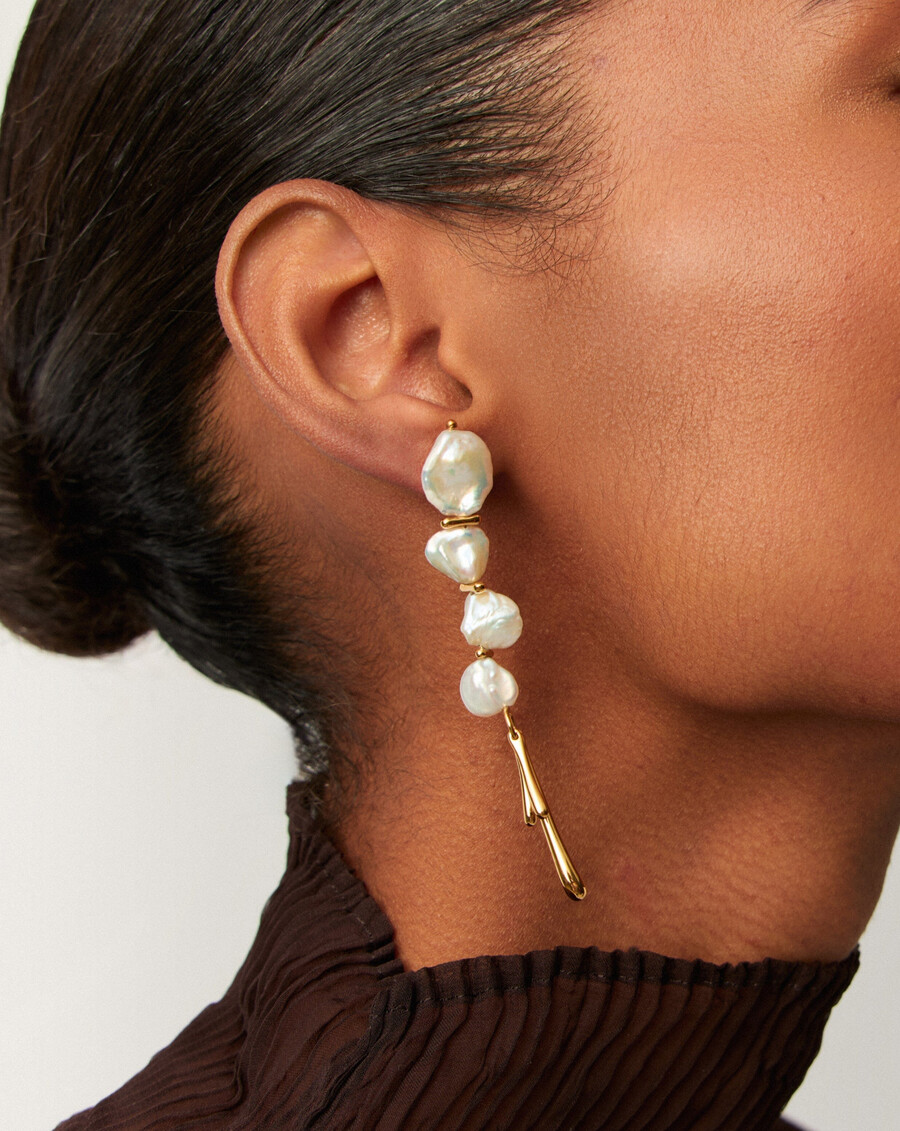 pendientes colgantes esculturales de perla keshi