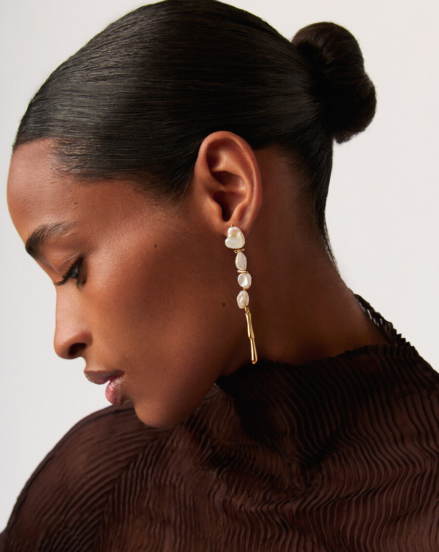 pendientes colgantes esculturales de perla keshi
