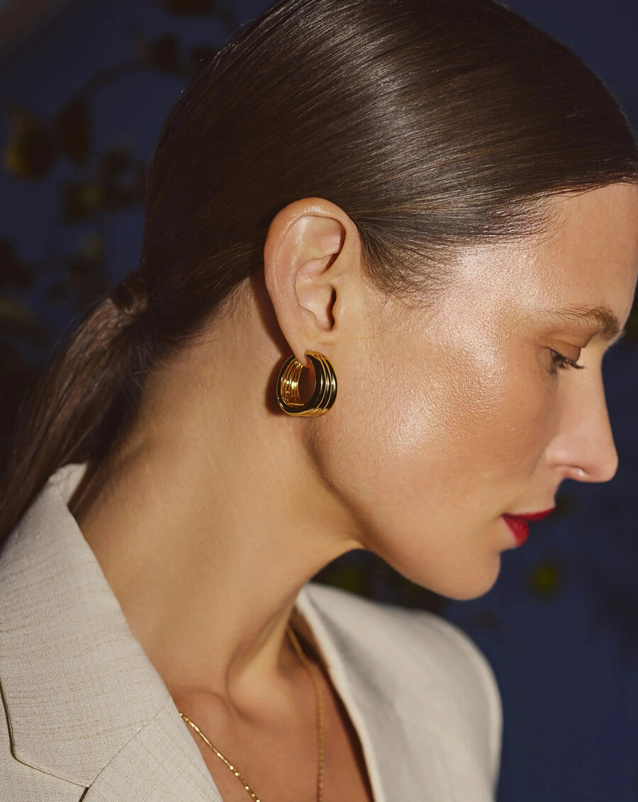 pendientes de aro medianos savi triple ridge