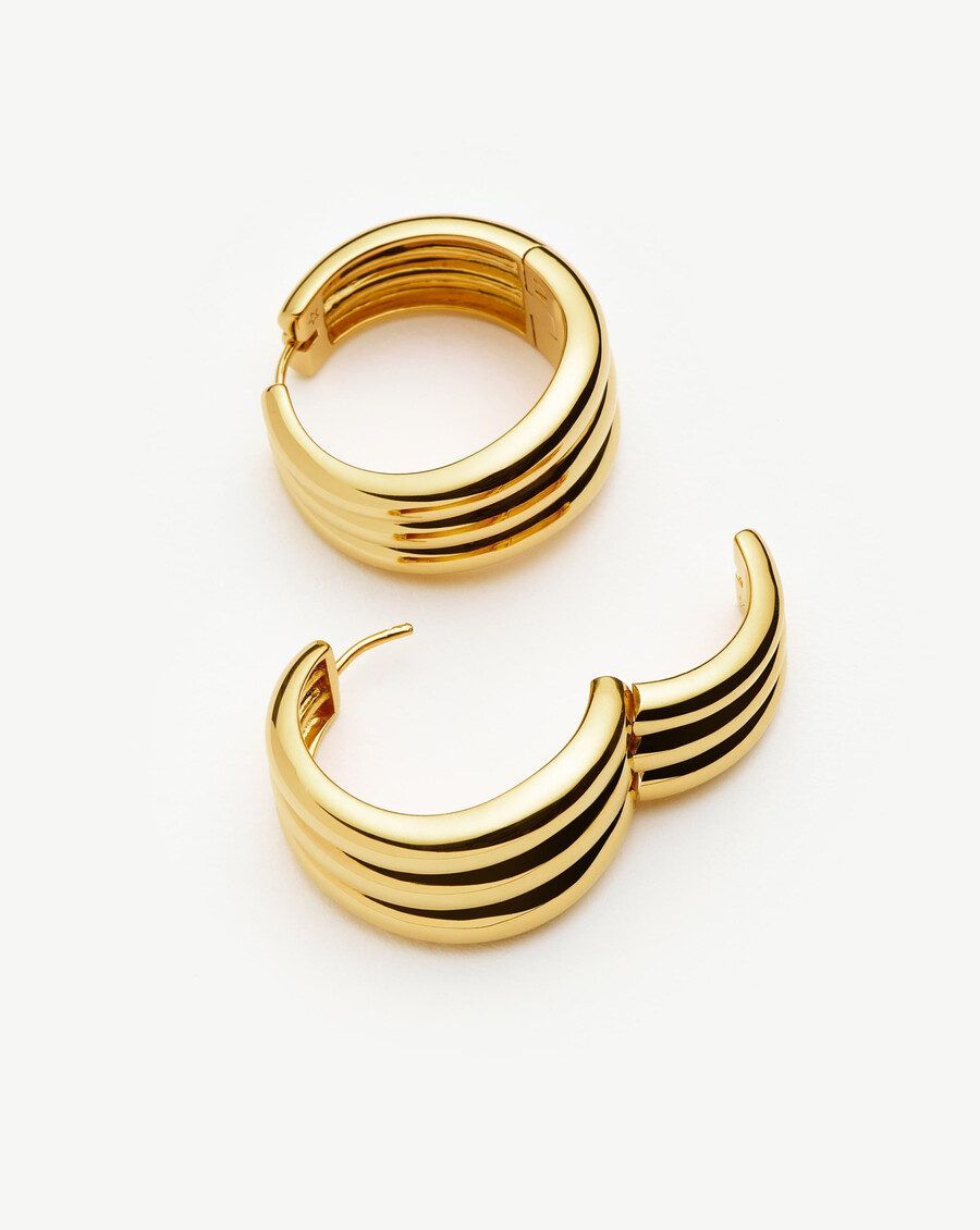 pendientes de aro medianos savi triple ridge