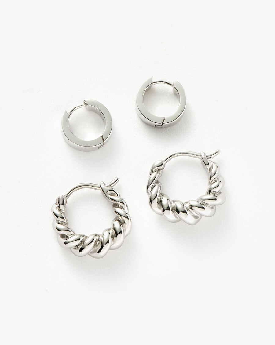conjunto de mini pendientes de aro chubby tidal