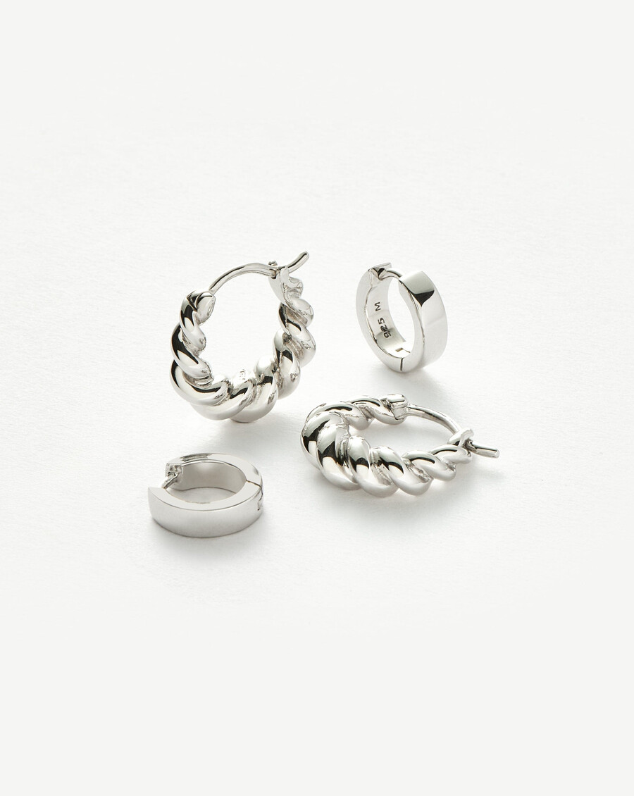 conjunto de mini pendientes de aro chubby tidal