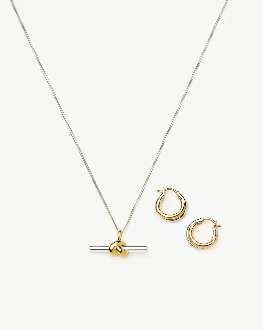 conjunto de collar con nudo en t y pendientes entrelazados de lucy williams