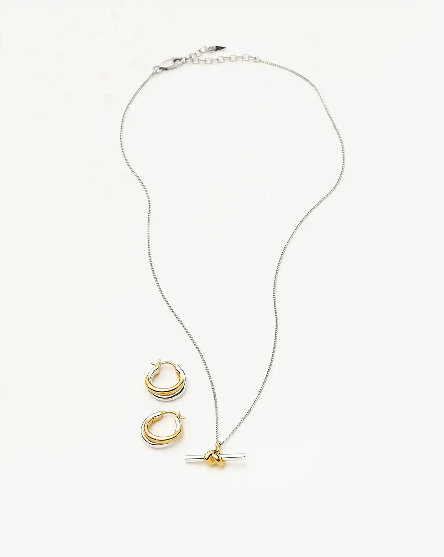 conjunto de collar con nudo en t y pendientes entrelazados de lucy williams