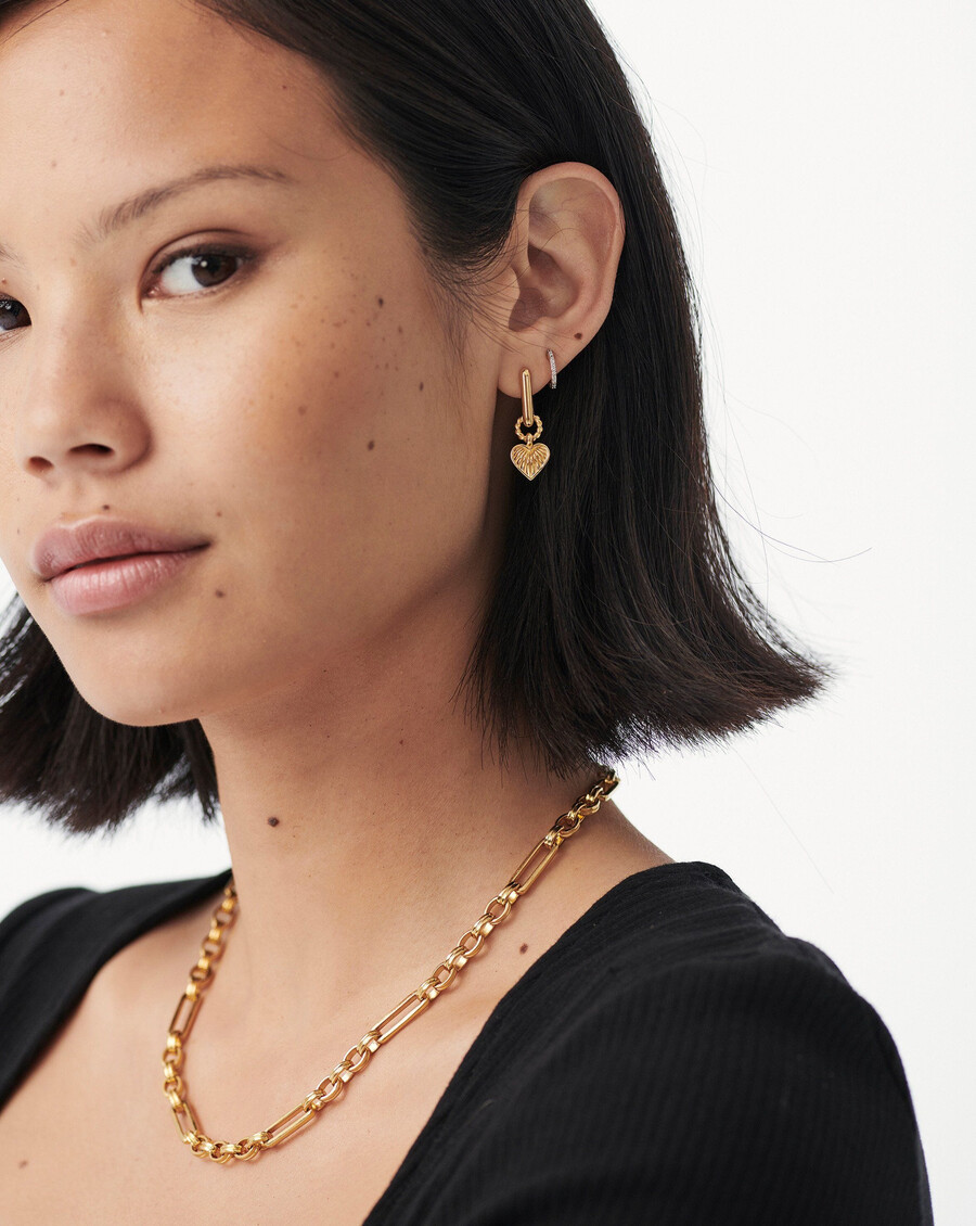 pendientes con dije de corazón ridge - oro vermeil de 18 k