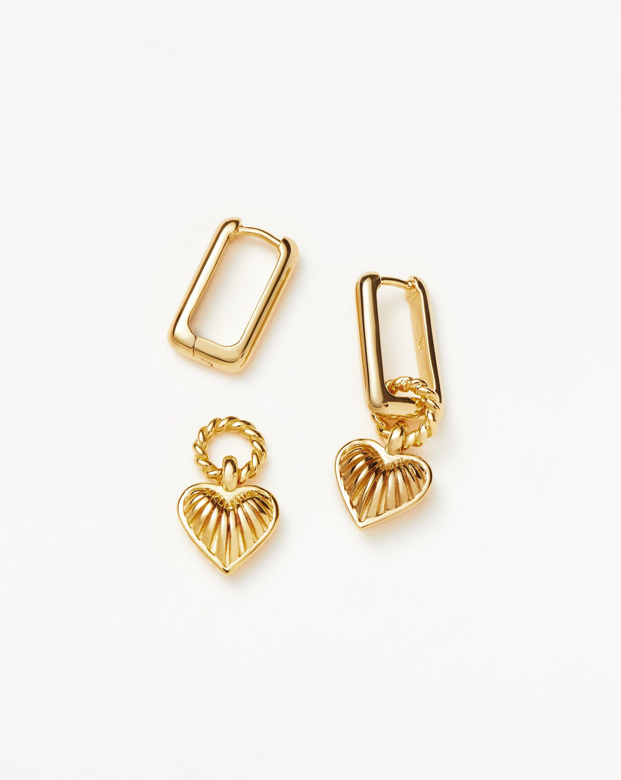 pendientes con dije de corazón ridge - oro vermeil de 18 k