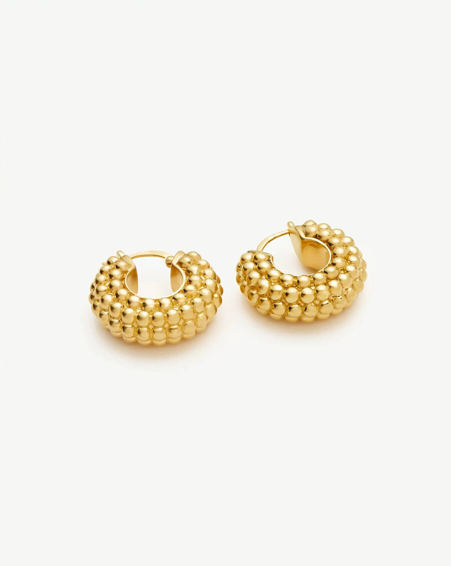 pendientes de aro baya - baño de oro de 18 quilates