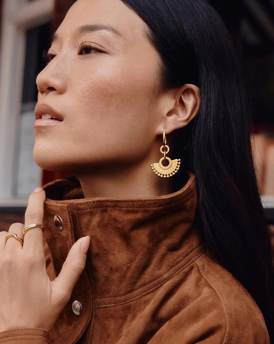 pendientes de aro con forma de abanico zenyu