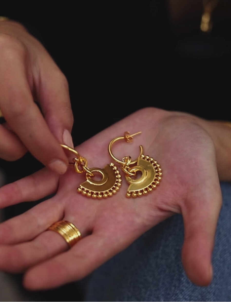 pendientes de aro con forma de abanico zenyu