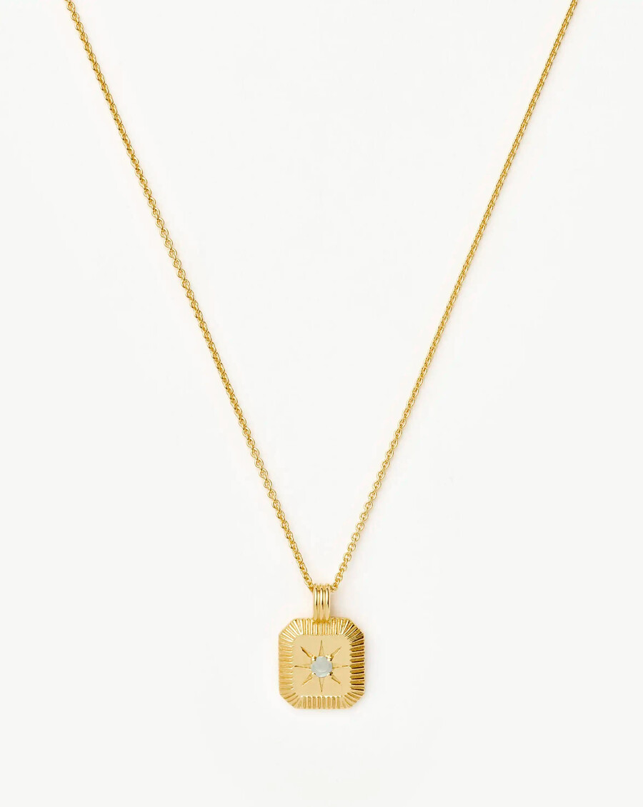 collar con colgante de piedra natal de marzo