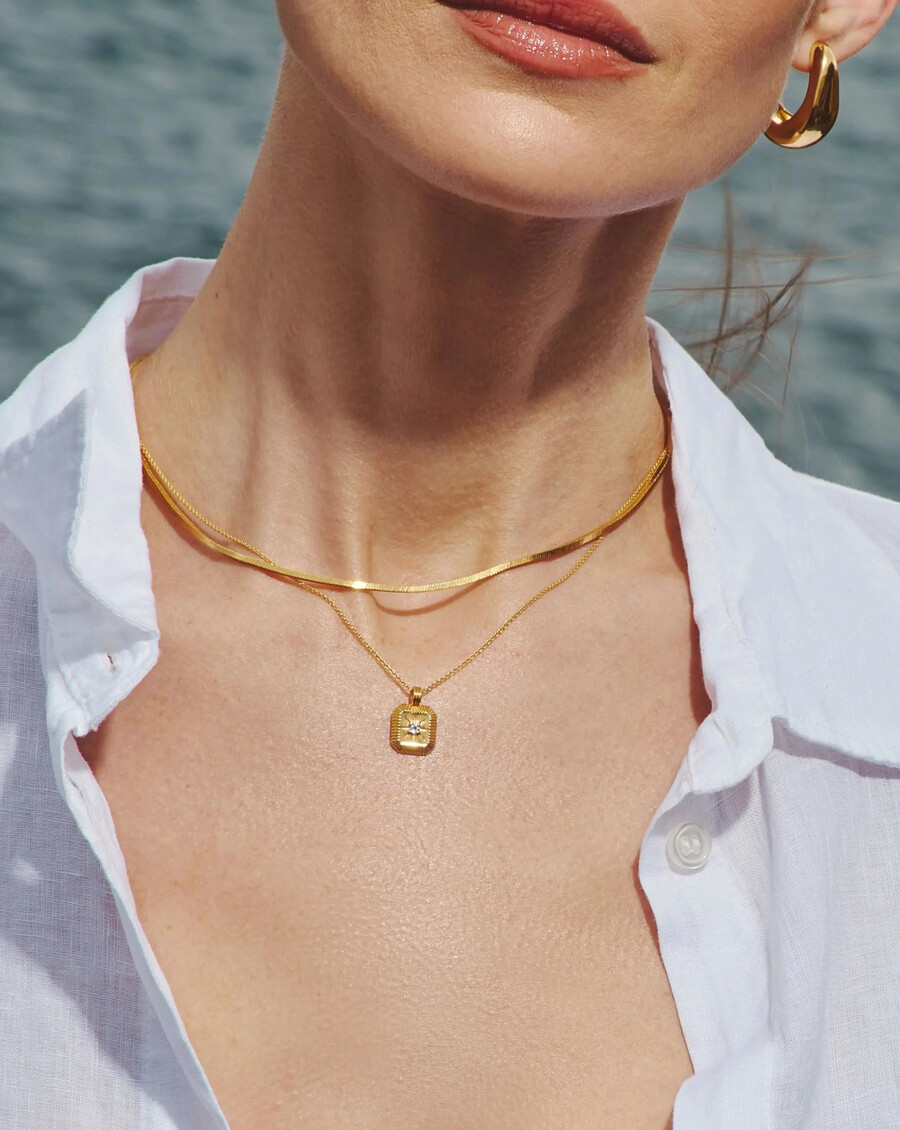 collar con colgante de piedra natal de abril