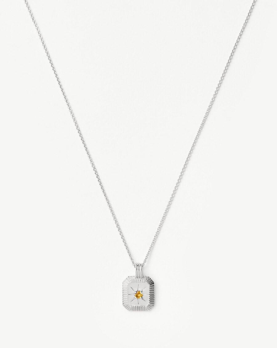 collar con colgante de piedra natal de noviembre - plata