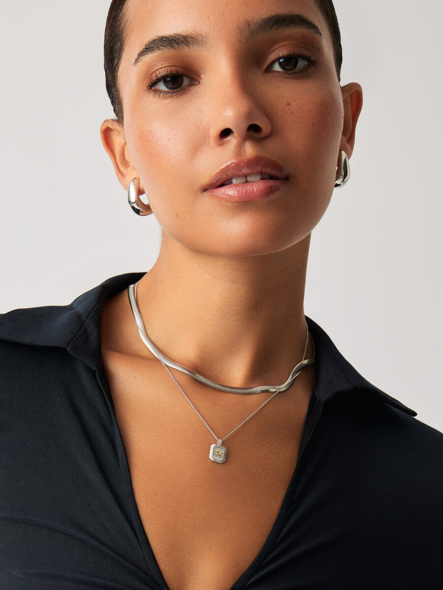 collar con colgante de piedra natal de noviembre - plata