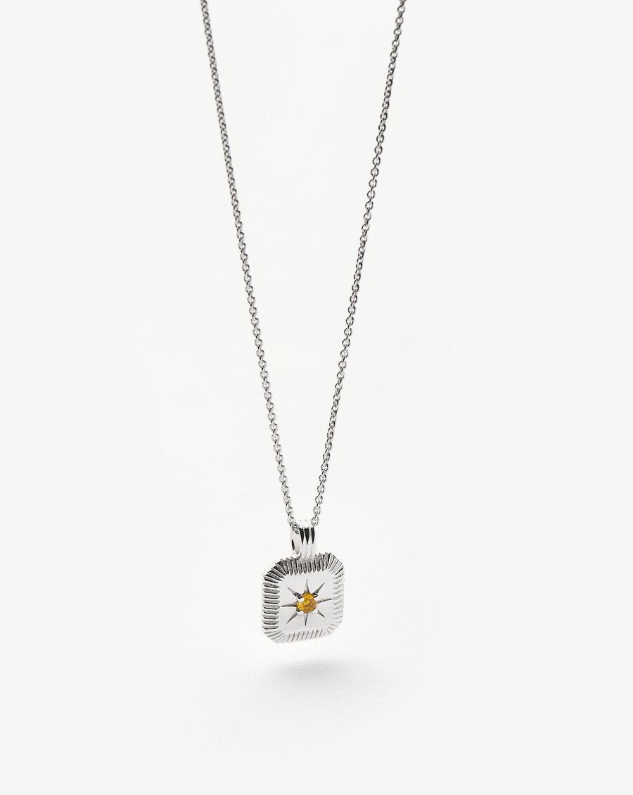 collar con colgante de piedra natal de noviembre - plata