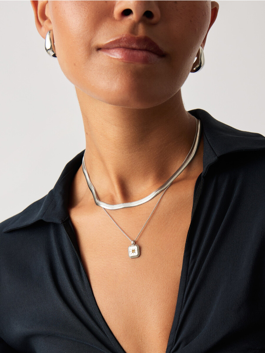 collar con colgante de piedra natal de noviembre - plata