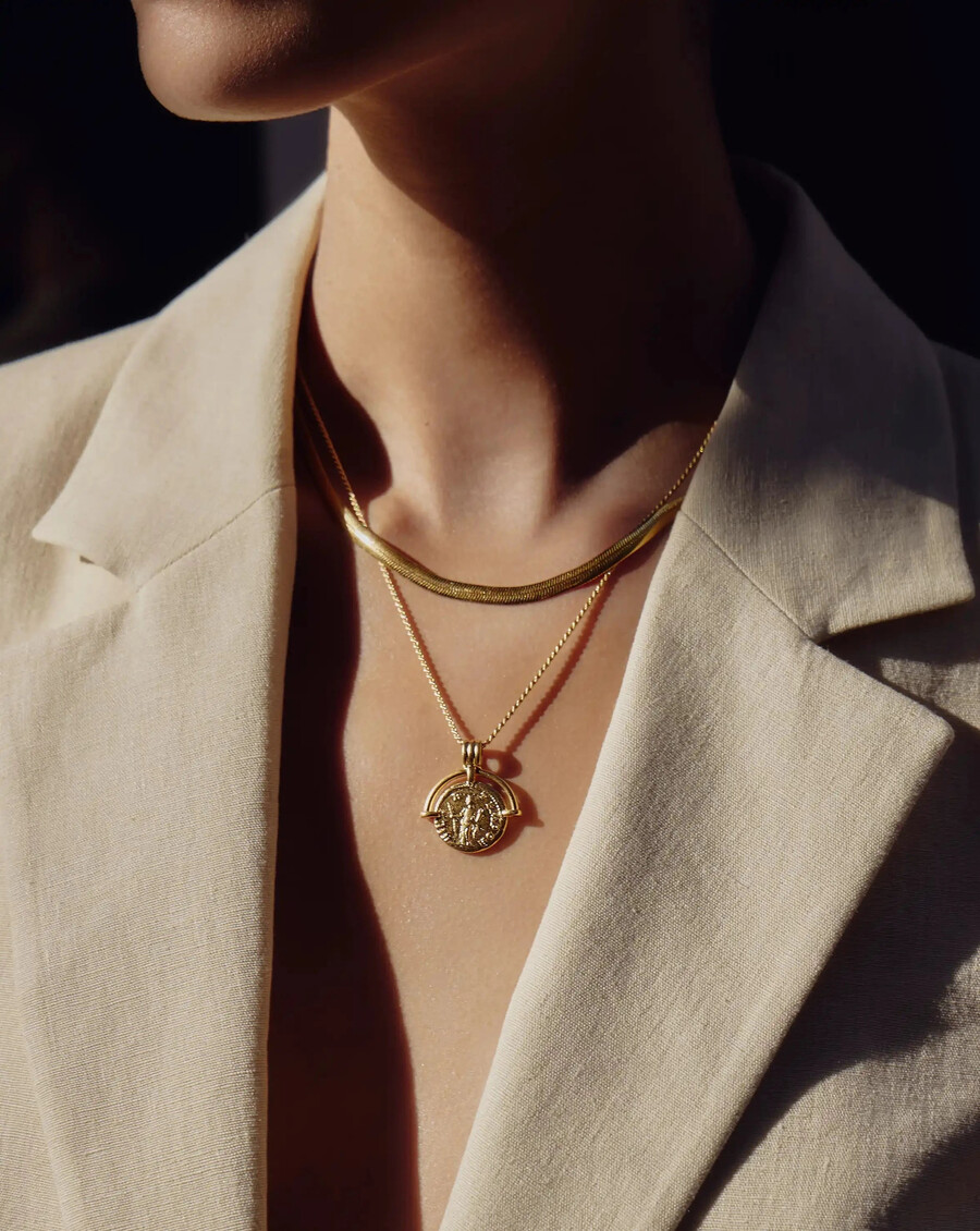 collar de cadena de serpiente plana