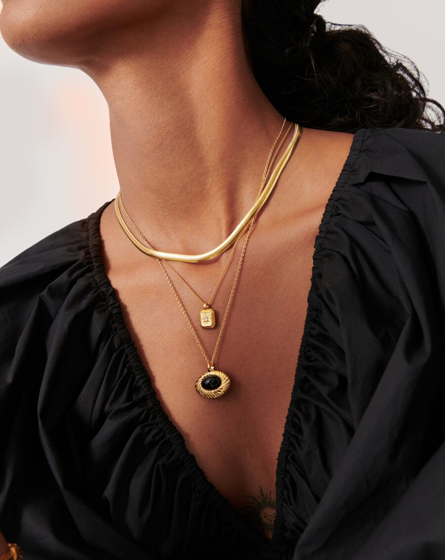 collar de cadena de serpiente plana