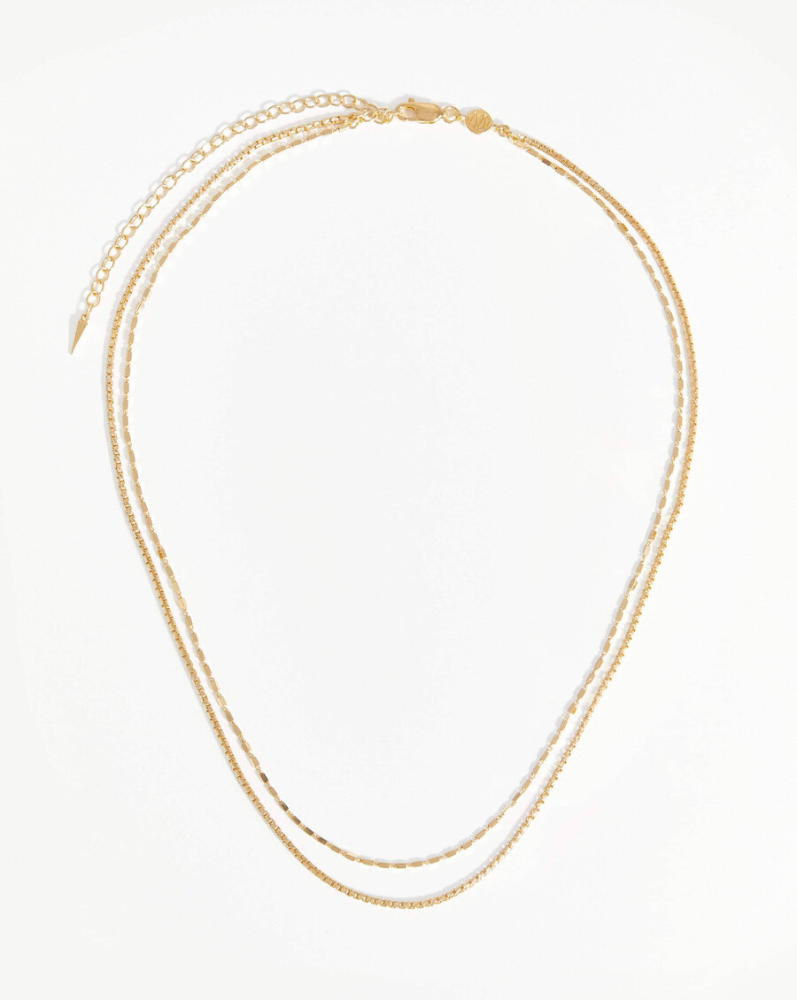 collar de cadena doble con eslabones de caja - oro vermeil de 18 quilates