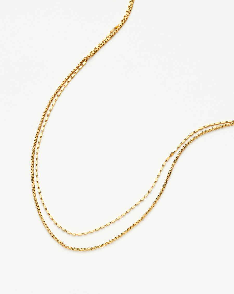 collar de cadena doble con eslabones de caja - oro vermeil de 18 quilates