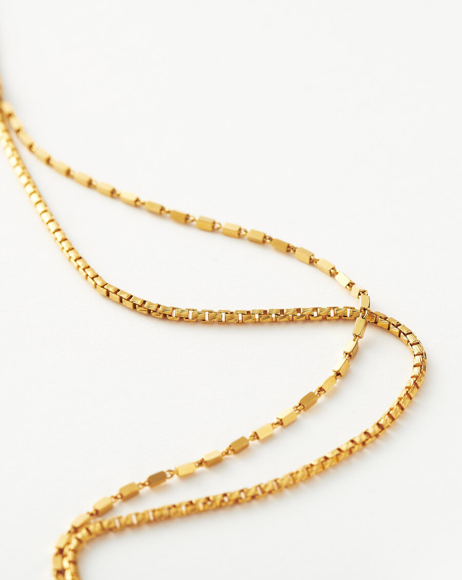 collar de cadena doble con eslabones de caja - oro vermeil de 18 quilates