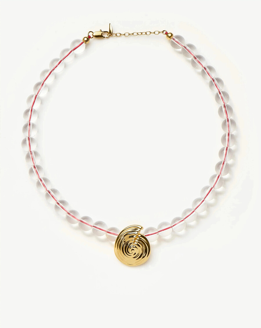 collar con colgante de cuentas de piedras preciosas en espiral